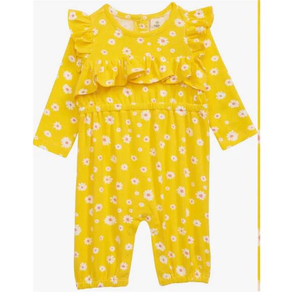 NWT Tucker + Tate Yellow Freesia Daisy Toss Double Ruffle Romper Baby Size 24M - Picture 1 of 4